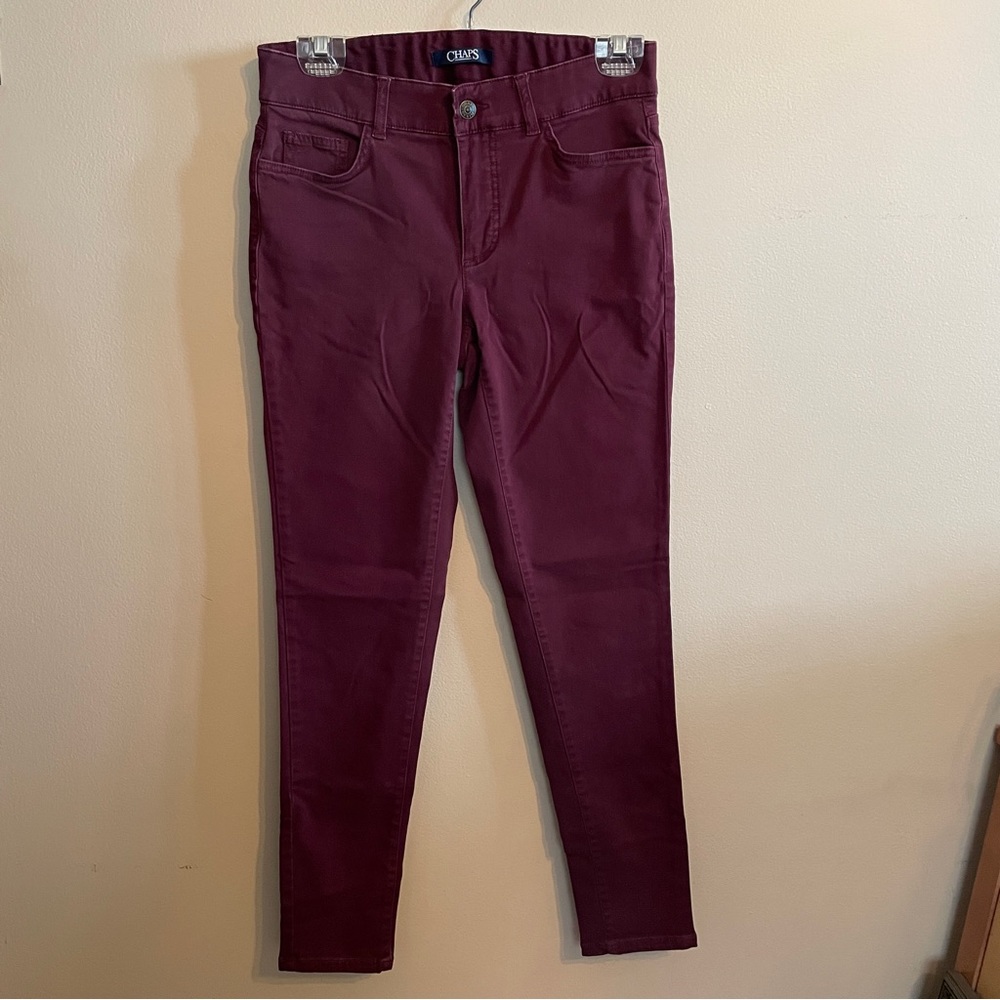 Chaps Skinny Pants Mid-Rise Wine Sz 6